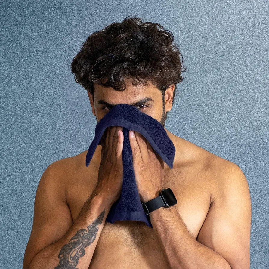 HEELIUM Bamboo Face Towel | Ultra Absorbent & Odour-Free | 3X Softer Than Cotton Towels | 30 x 30 cm - 600 GSM | Pack of 3 - Blue